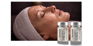 close up of client with mesh & exosomes products